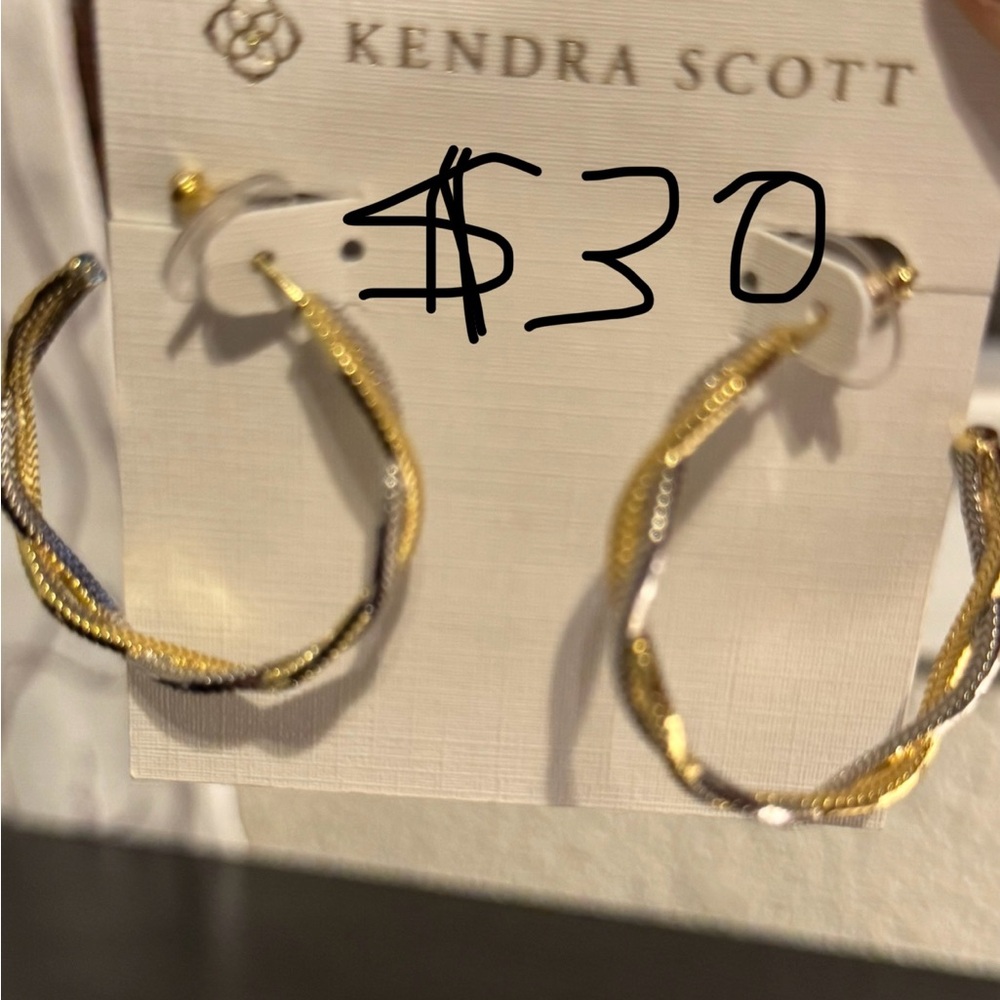 Kendra Scott Gold and Silver Twisted hop Earrings